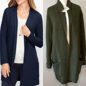 Talbots Wool Sweater Cardigan Coat Hunter Green Large